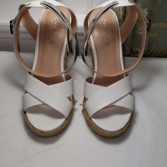 Charles David Shoes - Charles David 7 White & Silver Wedges